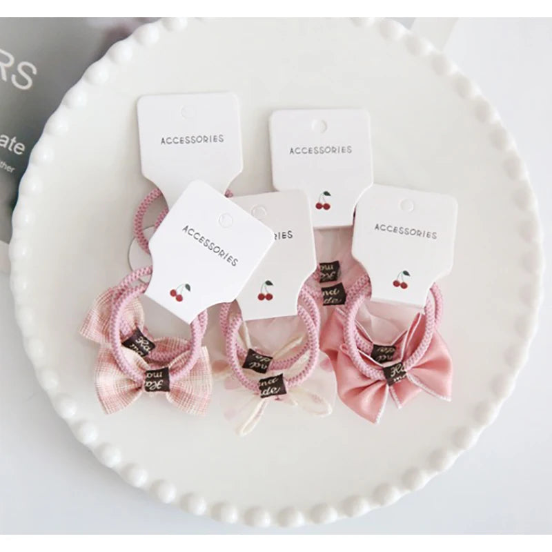 10Pcs/Lot, Elastic Hair Bow Clips for Children, Children's Headwear Hair Accessories for girls, Cute Hair ties, Lovely Hair Rope.