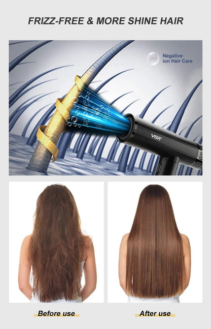 VGR Hair Dryer Professional Air Blower Brushless Motor Hair Dryer Machine 110000 RPM Hair Dryer Negative Ion Barber Salon V-427.