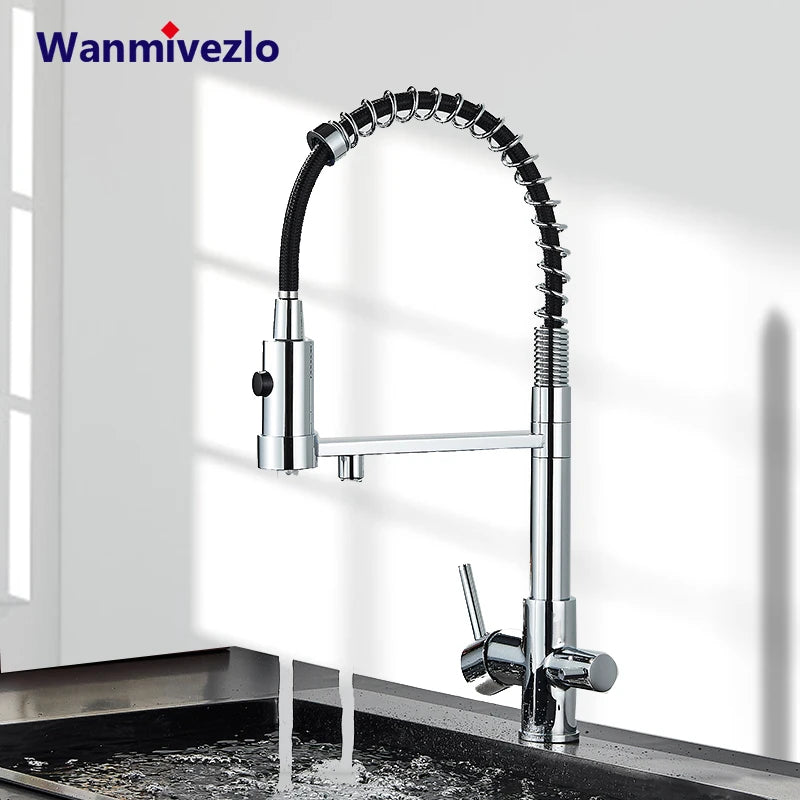 Filtered Kitchen Faucet Pure Water Kitchen Faucet Dual Handle Hot&Cold Drinking Water Purified Kitchen Mixer Taps