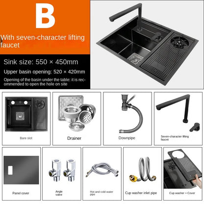 55 cm x 45 cm Küchenspüle Nano 304 Edelstahl Gemüsewaschbecken Einzelwaschbecken Waschbecken Waschbecken Verstellbarer Klapphahn