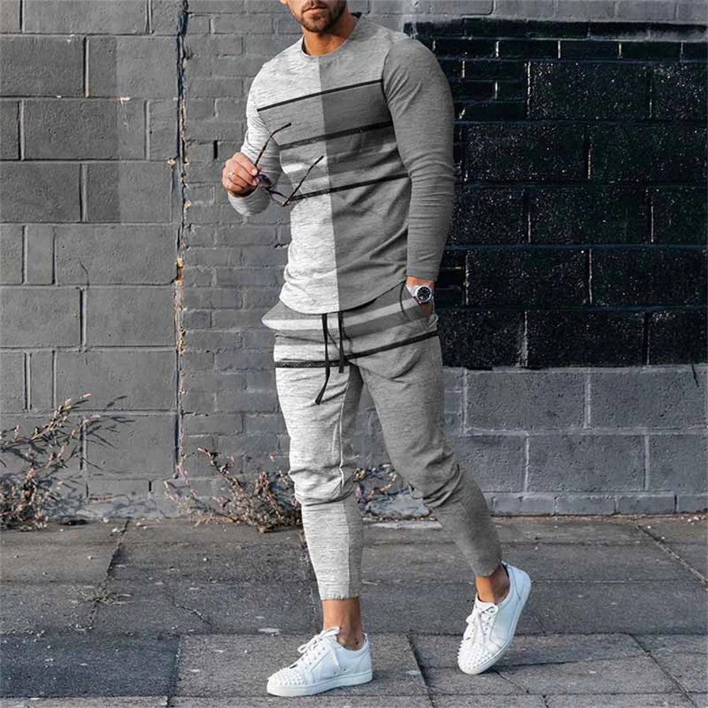 Men's Tracksuit Casual 3D Print 2 Piece Sets Long Sleeve T-Shirt+pants 2pcs Set Fashion Outfits Oversized Sports Unisex Clothing.