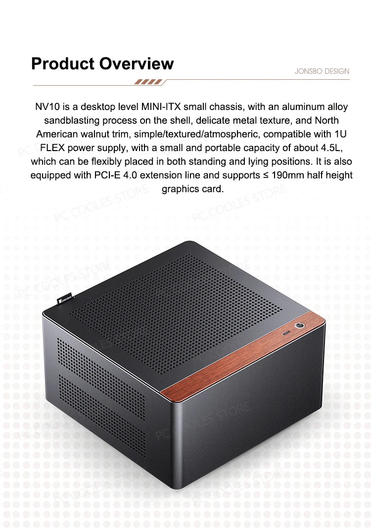 JONSBO N10/NV10 MINI ITX Case Supports 1U FLEX Power Supply Aluminum Alloy Desktop Office Computer Case.