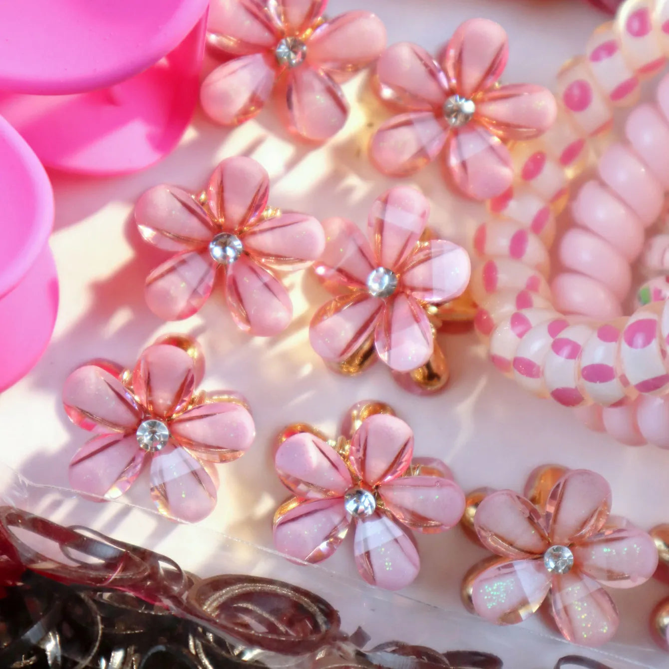 Fashionable Pink Hair Accessories Set for Women, Seamless Ponytail Holders Variety Hair Scrunchies For Women Lady 2024.