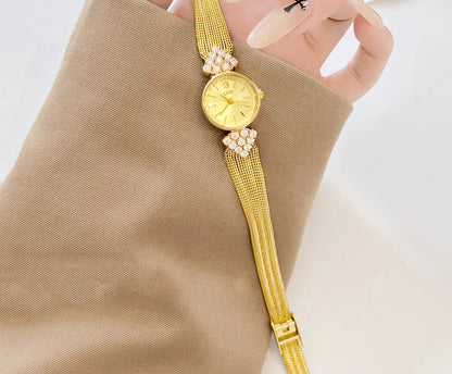 GEDI Watch Gold Silver Diamond Inlaid Steel Strip Women's Wristwatch Vintage Niche Light Luxury Temperament Quartz Watch Woman.