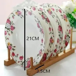 4pcs, 8inch, fine bone china plates dinner sets, porcelain serving dishes, ceramic chafing dishes, kitchen utensils sets plates.