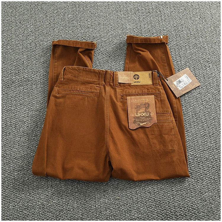 Spring And Autumn New American Retro 100% Cotton Multi-pocketed Washed Old Straight Casual Pants Loose Fashion Cargo Trousers.