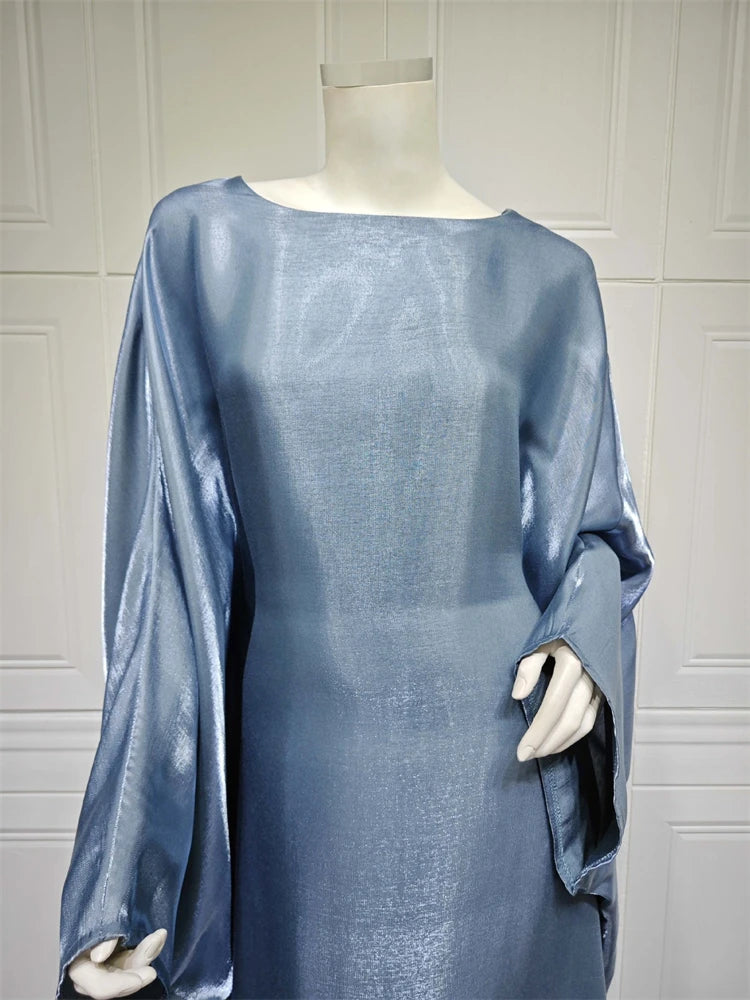 Batwing Butterfly Sleeve Satin Khimar Abaya Dubai Luxury 2024 Muslim Kaftan Dress Abayas For Women Kebaya Caftan Vestidos Femme.