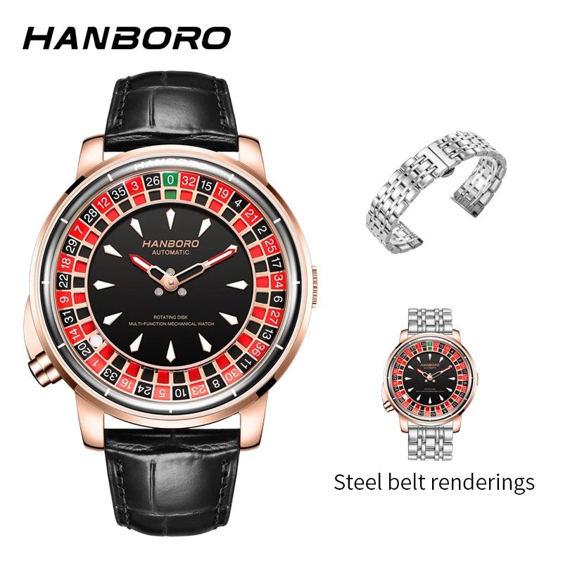 HANBORO men's fully automatic mechanical watch, roulette wheel, roulette wheel, men's watch 1001
