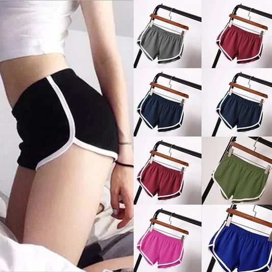 Sports Shorts Women Summer 2024 New Candy Color Anti Emptied Skinny Shorts Casual Lady Elastic Waist Beach Correndo Short Pants.