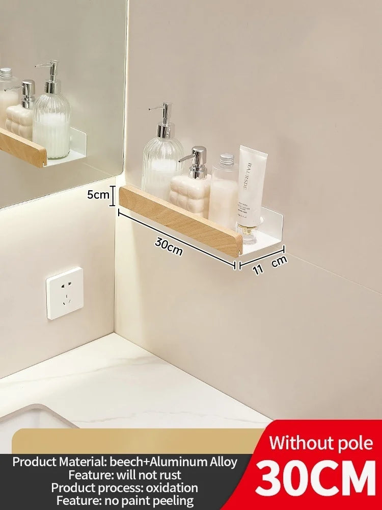 Holz Aluminium Material Badezimmer Regal Organizer Eckregal Shampoo Lagerregal Dusche Wandregal Badezimmer Organizer