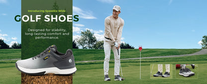 FitVille wide men's golf shoes non-slip wear-resistant comfortable pickleball sports shoes suitable for swollen feet relieve toe.