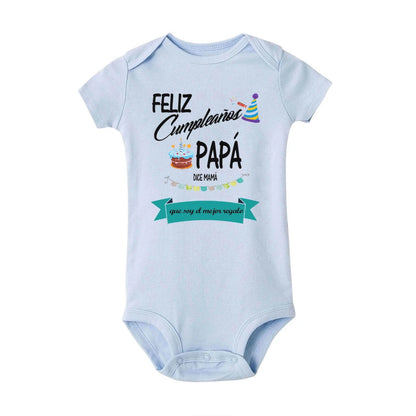 Alles Gute zum Geburtstag, Papa sagt Mama, dass ich das beste Geschenk bin. Baby-Body für Neugeborene, kurzärmeliger Strampler, Papa-Geburtstags-Säuglingsoverall.