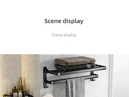 Beliebter Stil, 40/50 cm, selbstklebende Wandhalterung für Badezimmer, wasserdicht und rostfrei, Aufbewahrungsregal mit Haken, Handtuchhalter