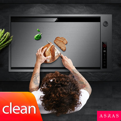 ASRAS Kitchen Sink Stainless Steel Nano Grey Kitchen Sink with Built-in Food Purifier, Hidden Cover & Adjustable Lift Faucet