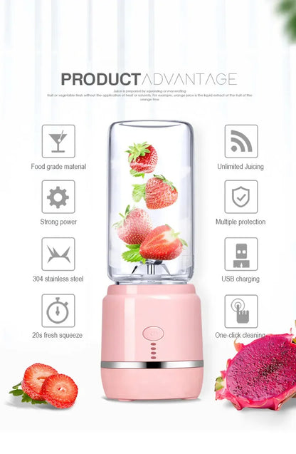Portable Electric Fruit Juicer Wireless USB Rechargeable 6 Blades Mini Mixer Multifunction Summer Smoothie Blender Machine.