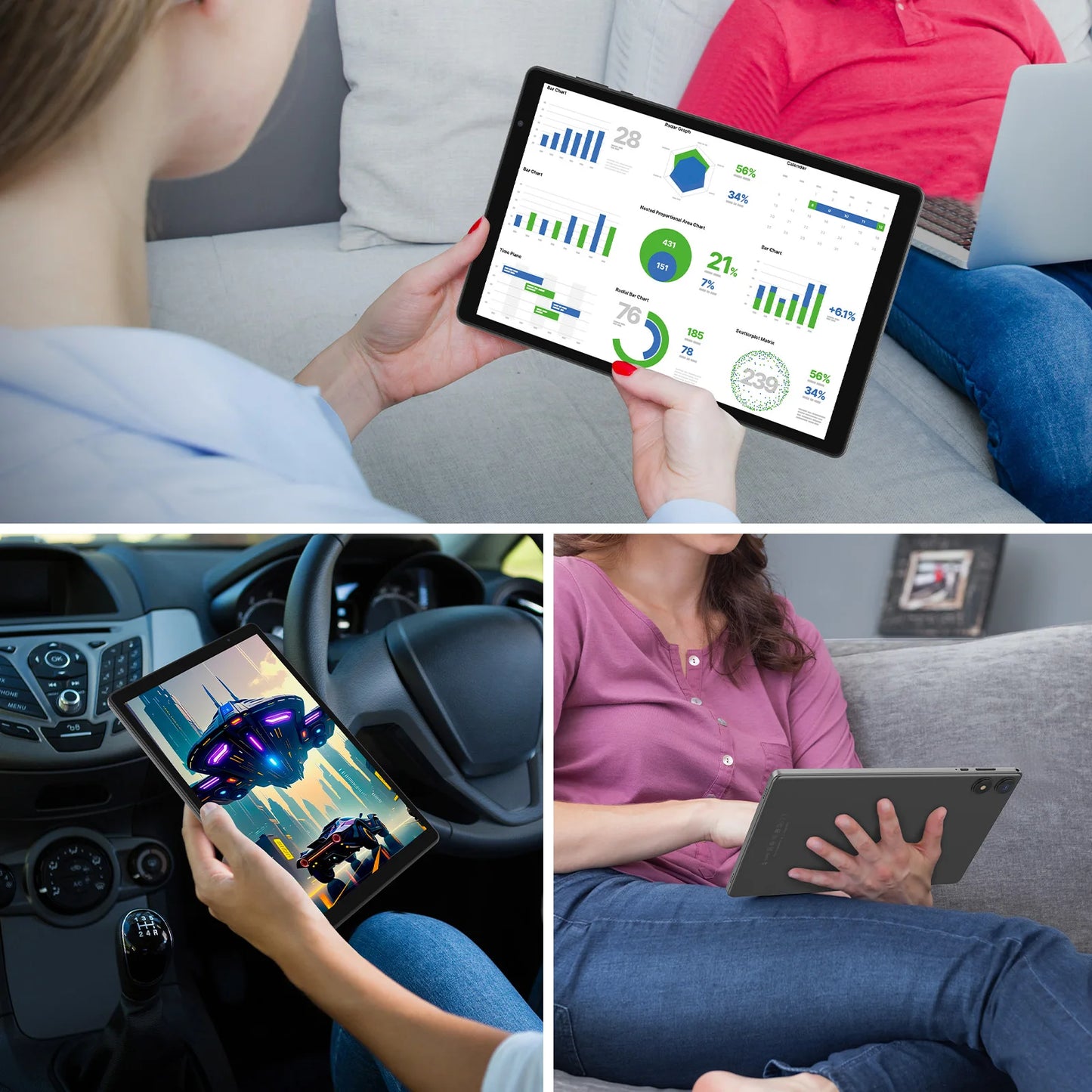 BAKEN Android 15 tablet, 8 (3+5)GB + 32GB storage, penta-core processor, Wi-Fi6, Bluetooth, USB-C, Google Play Store,.