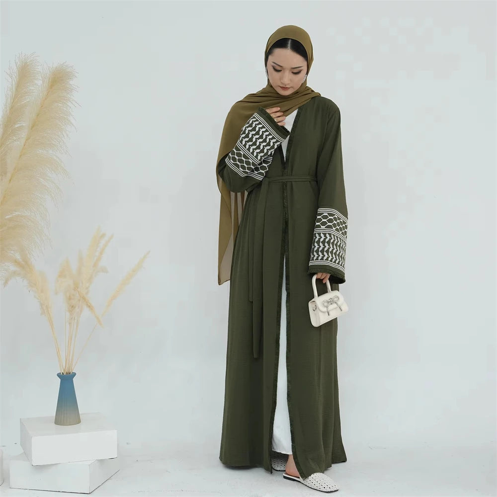 Ramadan Embroidery Muslim Modest Kimono Abaya Damen Dubai Luxury Islam Women Cardigan Dresses Kebaya Kaftan Robe Femme Musulman.