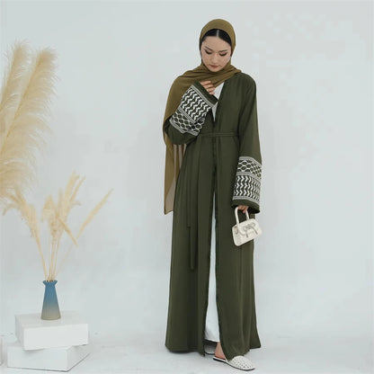 Ramadan Embroidery Muslim Modest Kimono Abaya Damen Dubai Luxury Islam Women Cardigan Dresses Kebaya Kaftan Robe Femme Musulman.