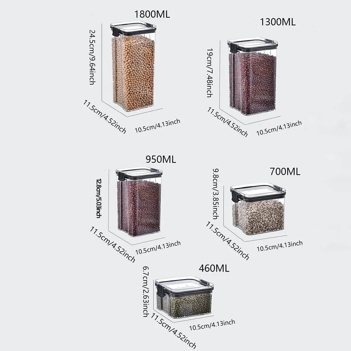 2pcs-Transparent sealed cans, plastic food cans, sealed square fresh-keeping boxes, dried fruits, spices, tea storage boxes.