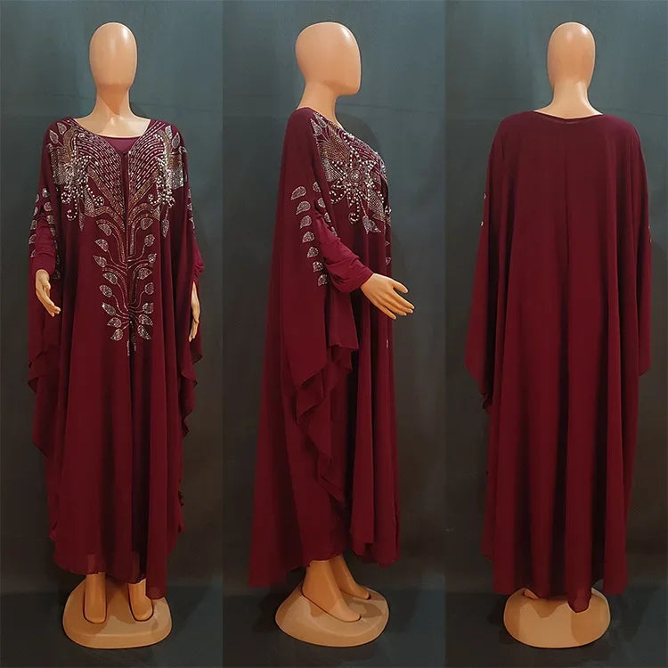 Abayas Für Frauen Dubai Luxus 2024 Chiffon Boubou Muslimischen Mode Kleid Kaftan Marocain Hochzeit Party Anlässe Djellaba Frauen