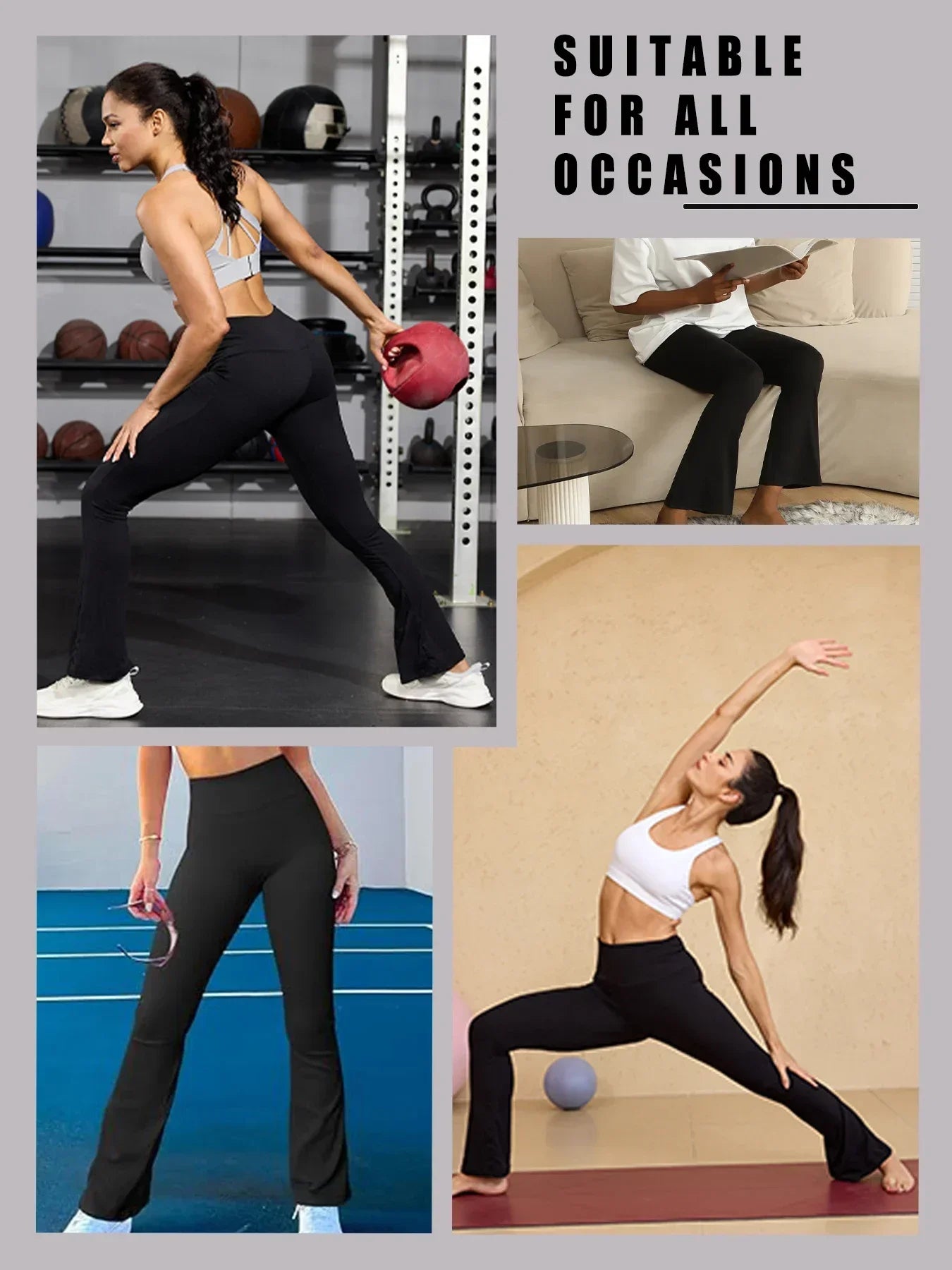 Women's Super Soft Flare Pants High Waisted Tummy Control Workout Yoga Leggings Bell Bottoms.