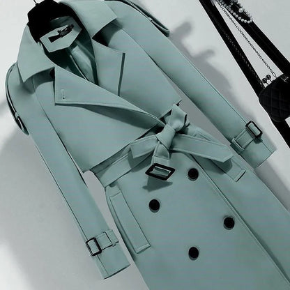 Lässige Langarm-Oberbekleidung, Trenchcoat für Damen, 2024, Herbst-Winter-Mode, Schnürung, lang, neu in Mänteln und Jacken, elegant