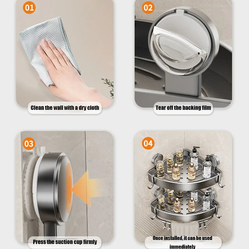 Badezimmerregale, Saugnapf, Wandmontage, Eckregal für Dusche, ohne Bohren, Zubehör, Zubehör, Hardware-Befestigung, Zuhause