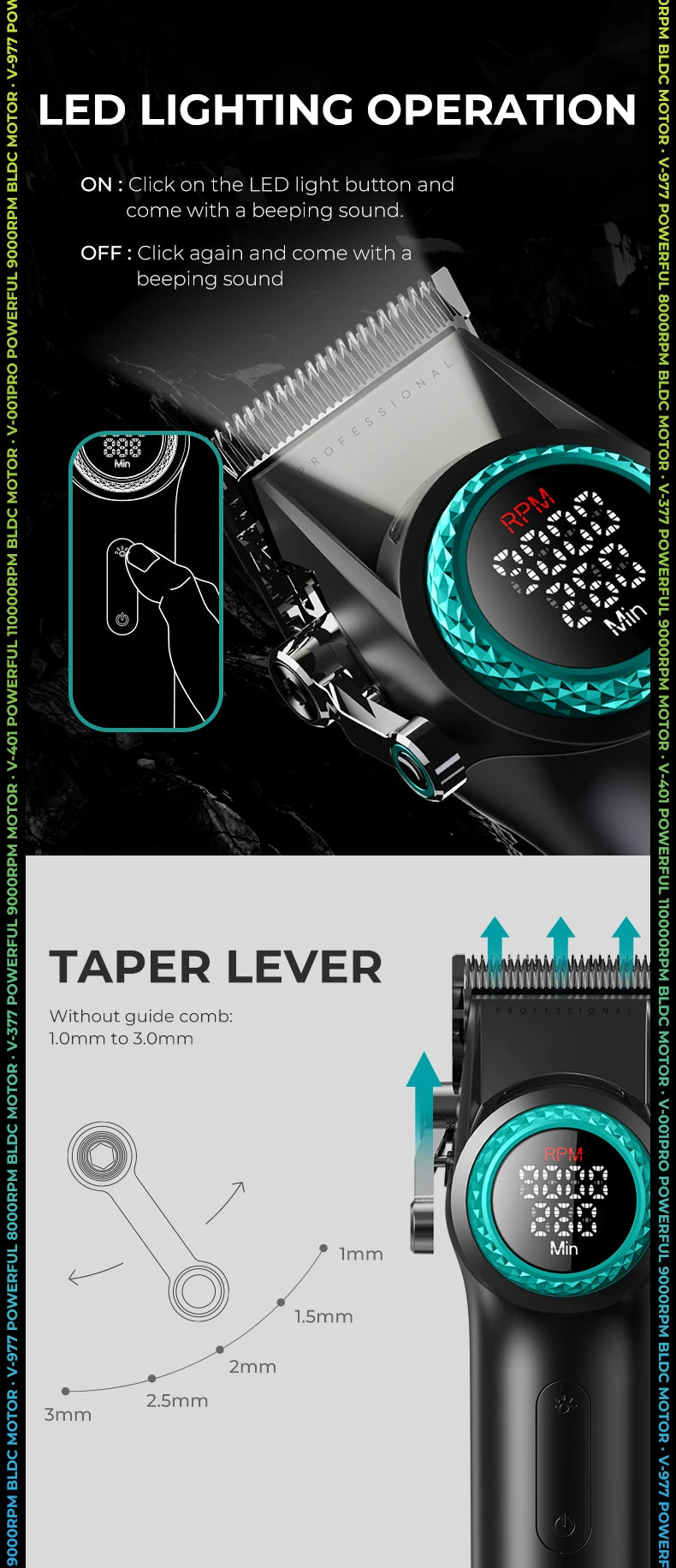 VGR Hair Trimmer Brushless Motor Clipper Professional Hair Dryer Beard Trimmer 4 IN 1 Multifunctional Barber Combo V-001 V-401.