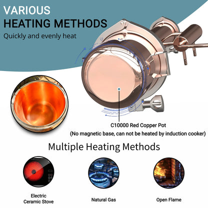 HOOLOO 8L Copper Distiller Essential Oil Hydrosol Still Home Distiller Direct Fire Hea Equipment DIY from Herbs Plants & Flowers.