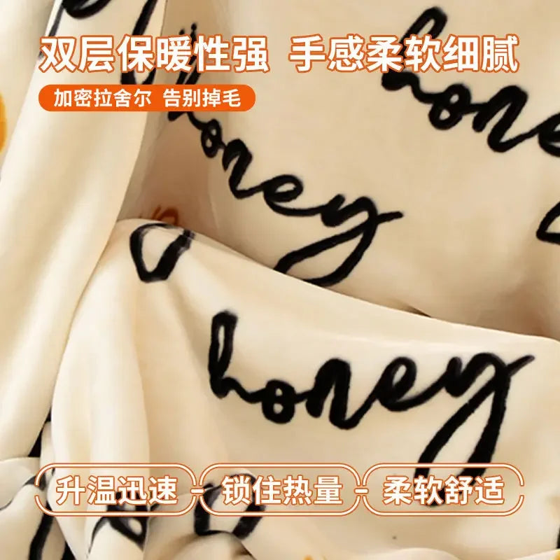 Double-deck Thickening Blanket Winter Dormitory Siesta Plush Fur Quilt Keep Warm Soft Comfortable Coral Fleece Sheet Bed Cover.