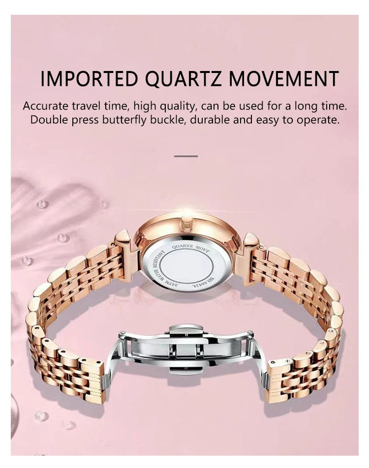 POEDAGAR Luxury Brand Women Watch Stainless Stain Waterproof Quartz Watches For Woman Fashion Simple Rose Gold Ladies Watch Gift.