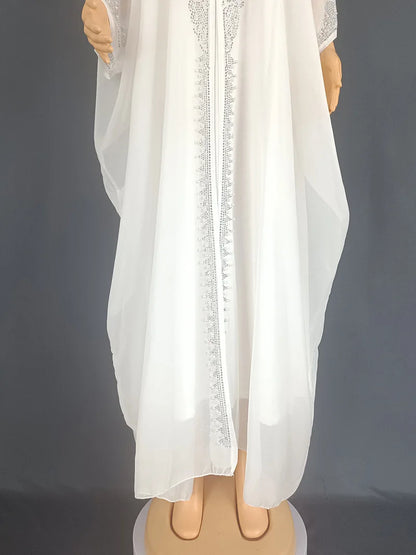 Eid Muslim Dress for Women Hooded Abaya 2 Piece Set Diamond Jalabiya Morocco Party Dresses Dubai Abayas Kaftan Vestido Long Robe.