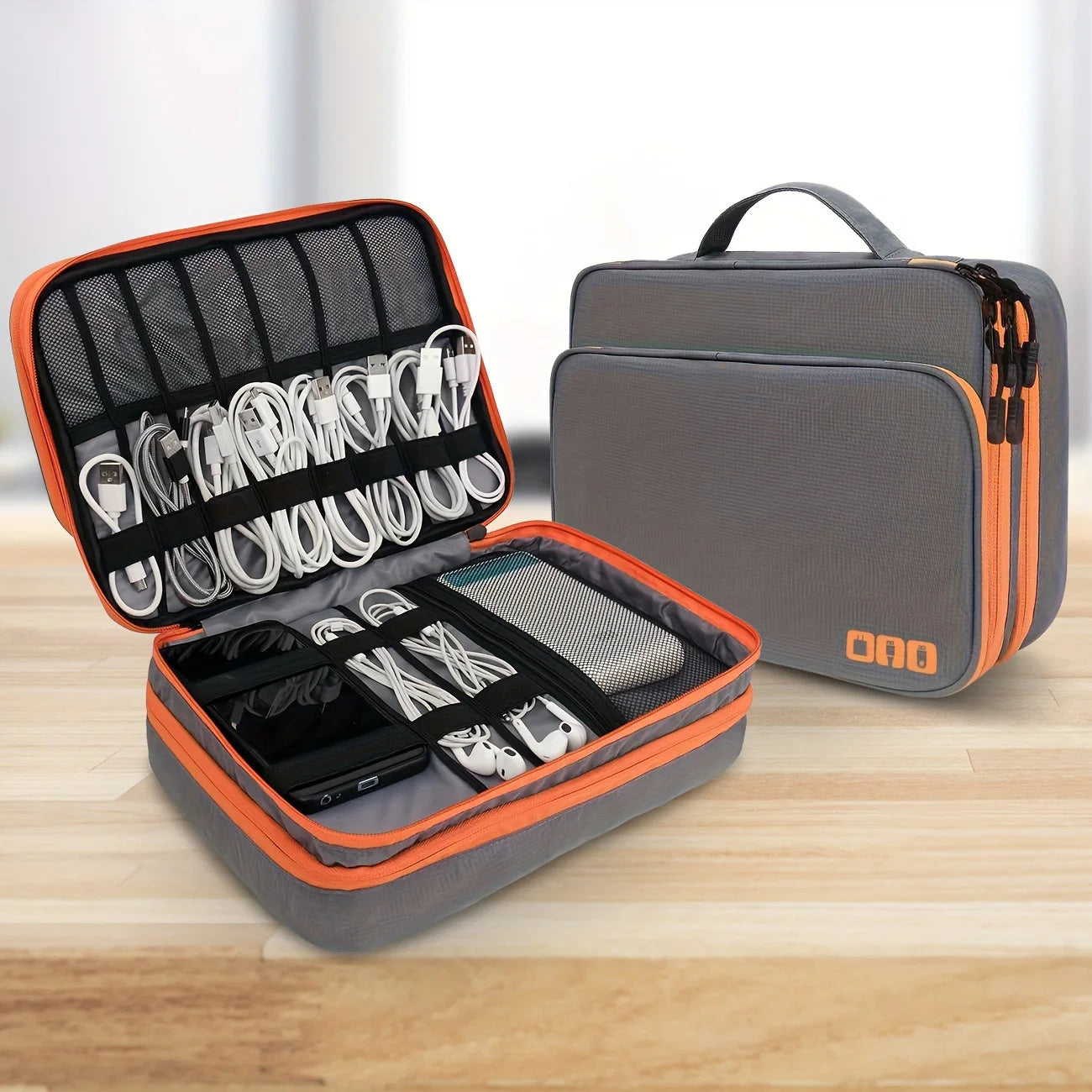 Multi Layer Cable Storage Bag, Electronic Accessories Organizer, Portable Travel Cable Organizer Case for iPad cable Charger.