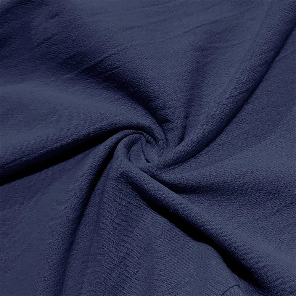 Autumn New Men's Cotton Pants Solid Color Button Drawstring Design Casual Loose Fit Cozy Trousers Simple Style Long Pants