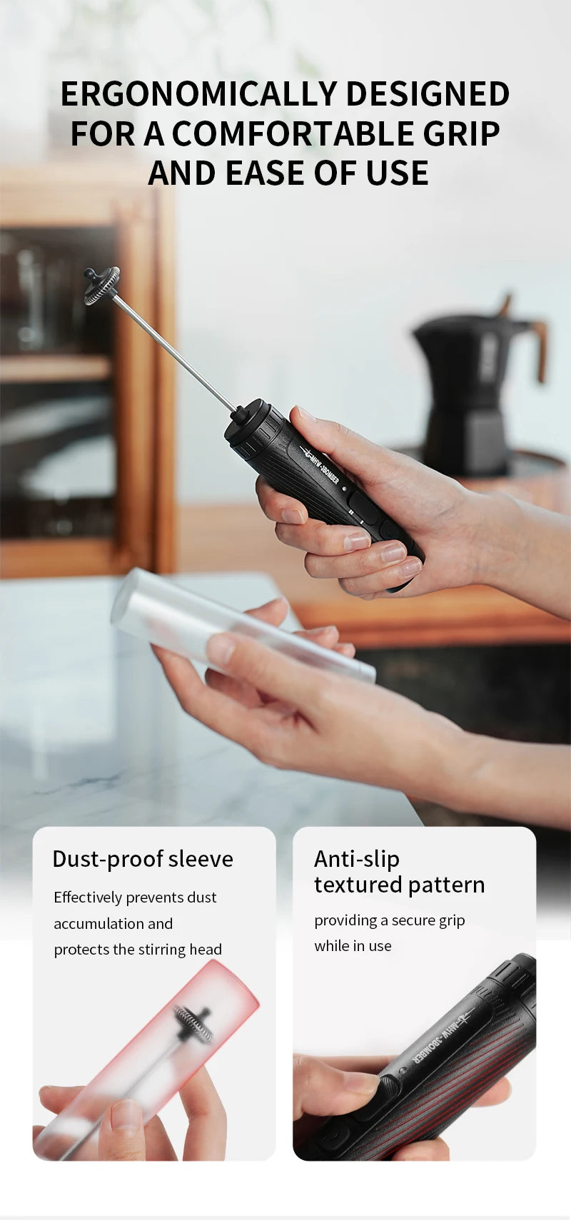 MHW-3BOMBER Official Electric Milk Frother Portable Home Barista Tools Kitchen Accessories