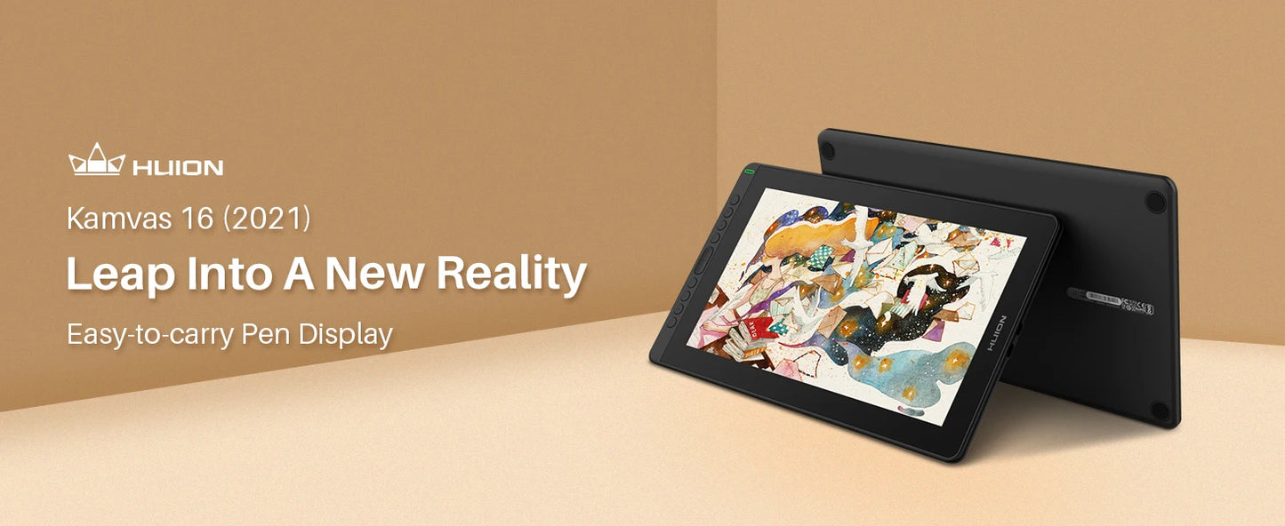 HUION New Arrival Kamvas 16(2021) Graphics Drawing Monitor Battery-free Digital Pen Tablet For Win/MAC And Android 120%s RGB.