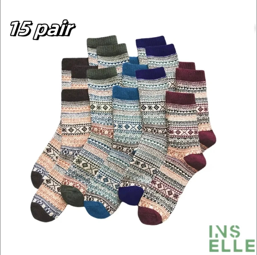 Men's thick warm towel socks 3 pairs of casual solid color mid-calf socks winter men's socks.