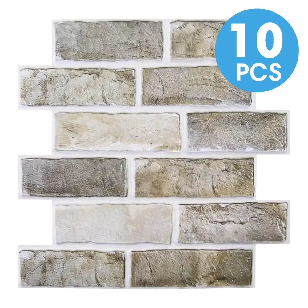 10/20pcs 3D Faux Brick Peel and Stick Wall Panels, Waterproof PVC Wall Stickers, Easy to Install, Home Wall Decor