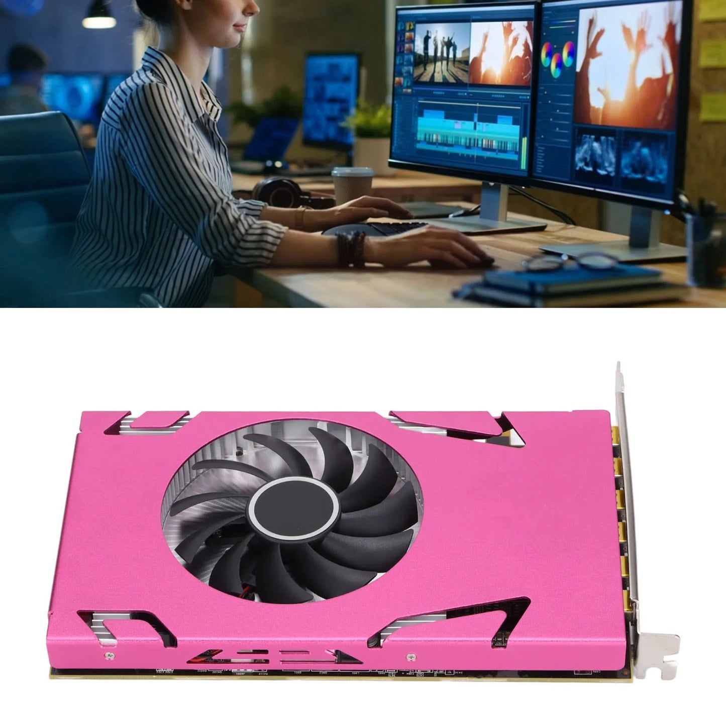 PC Graphics Card Graphics Card R7 350‑4G 6Mini DP GA Pink Six Screen Single Slot Graphics Card for Win System Graphics Card.