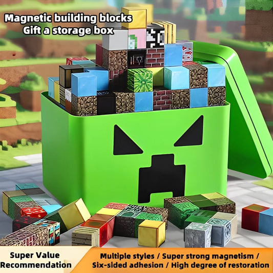 Magnetic Building Blocks Mine World Cube Magnet World Set for Kid Age DIY Model Children Stem Best Montessori Sensory Toy.