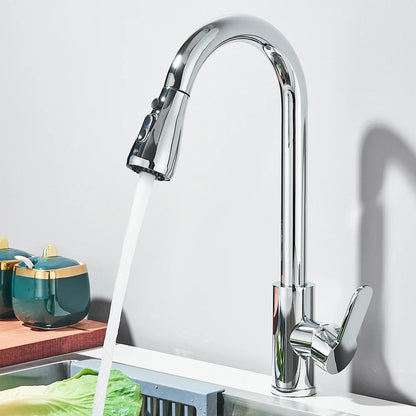 Pull Out Kitchen Faucet 360 Rotate Shower/Stream Sprayer Head Mixer Hot and Cold Water Tap Deck Mounted