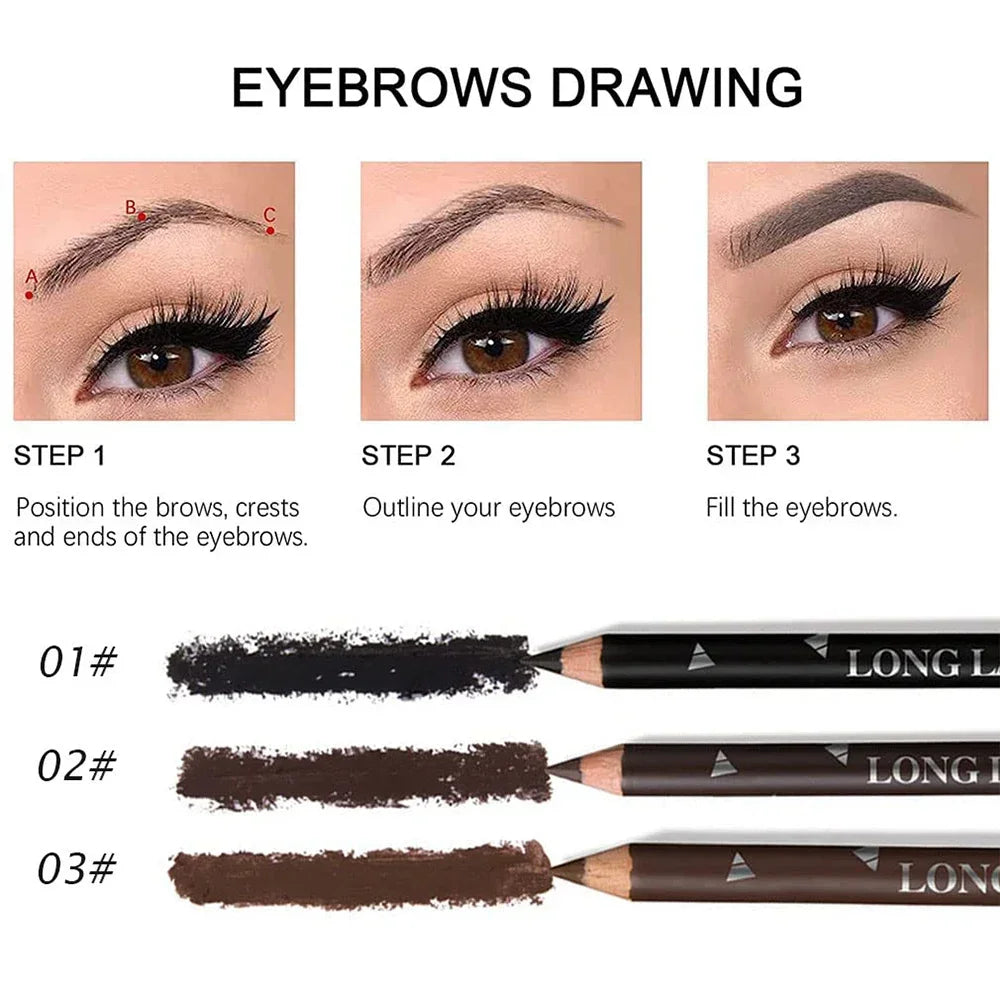 6/12Pcs Eye Brow Pencil Waterproof Professional Women Eye Makeup Pen Easy Color Natural Black Cosmetic Beauty Eyebrow Tool.
