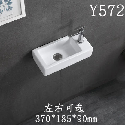 Kompaktes, an der Wand montiertes Keramikwaschbecken – kleines quadratisches Waschbecken, platzsparendes Design für Badezimmer, Balkon oder Waschtisch