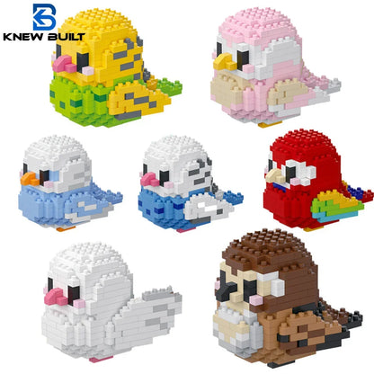 KNEW BUILT Colorful Parrot Micro Mini Building Blocks Assembly Toys 3D Model Bricks for Birds Funs Hands-on Ability Gift.