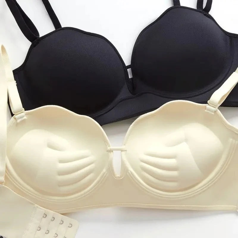 10cm Push Up Strapless Bra Extreme Lift for Small Bust Anti-Slip Silicone Grip Seamless Invisible Design Adhesive Free Plunge.