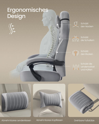 SONGMICS Gaming-Stuhl, Bürostuhl, Computerstuhl, ergonomisches Design, mit Fußstütze