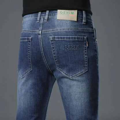 Loose Casual Jeans for Men Mid-aged Thick Winter Long Pants Business Style Straight Leg Spring Autumn Korean Version