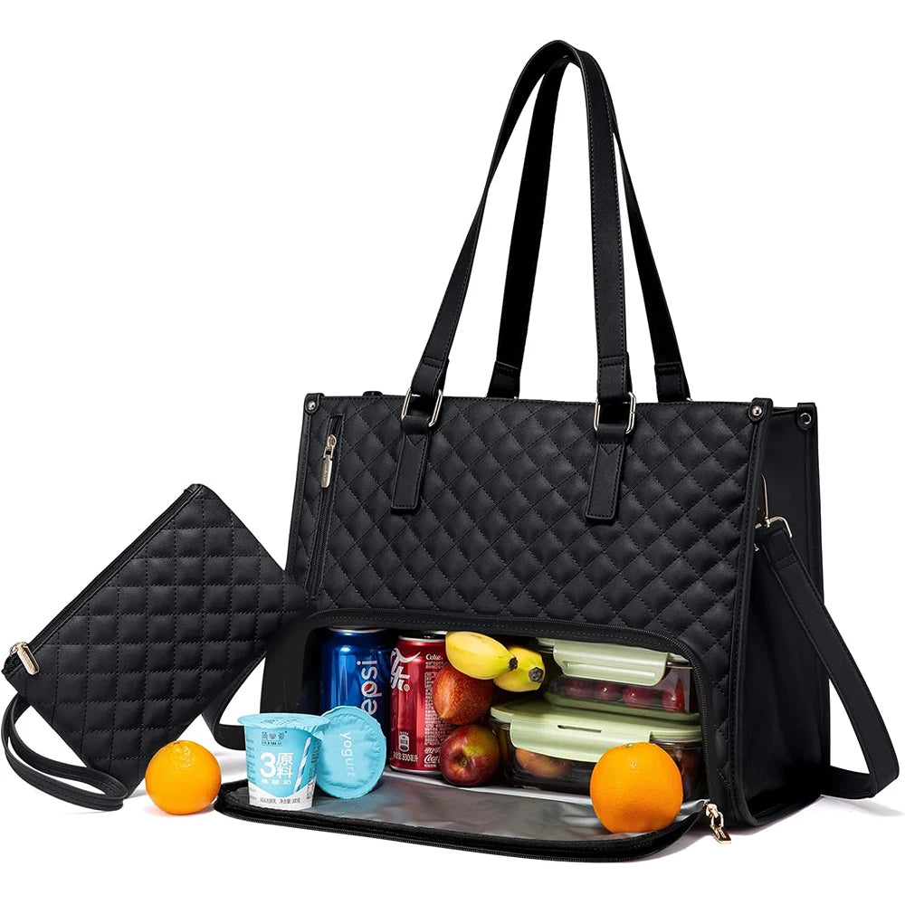 2-in-1-Lunch-Tragetasche für Damen, Schulter-Laptoptasche, großes Fassungsvermögen, mit isoliertem Fach, multifunktionale Picknicktasche für den Außenbereich.