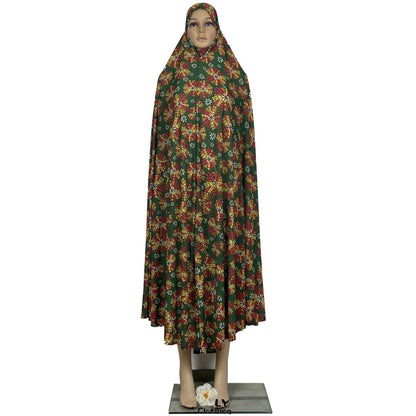 New Dubai Islamic Robe Ramadan Womens Hooded Abaya African Sleeveless Loose Soft Prayer Garment Muslim Floral Dress With Hijab
