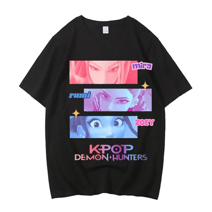 2025 Hot Cartoon KPop Demon Hunters Tiger T-shirt Harajuku O-neck Casual Shirt High Quality Cotton T Shirt Y2k Streetwear.